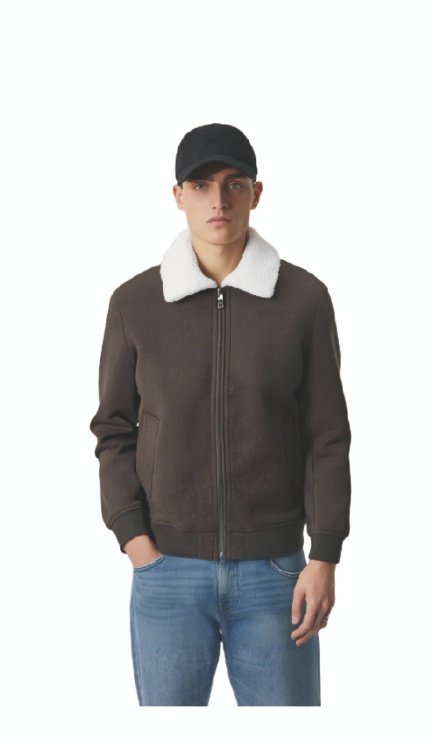 Faux Suede Jacket with Faux Shearling Lining