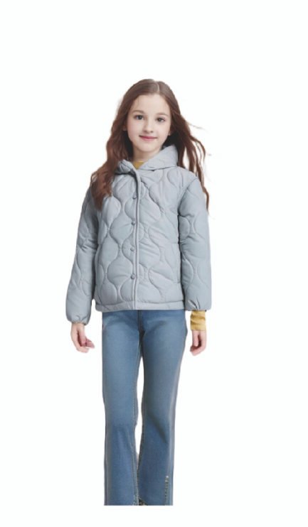 Girls' Quilted Padding Jacket with Hood