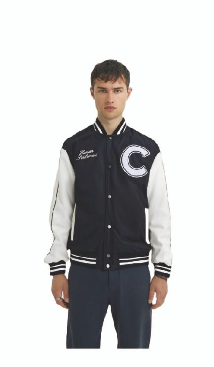 Bomber Jacket with Patches - Black
